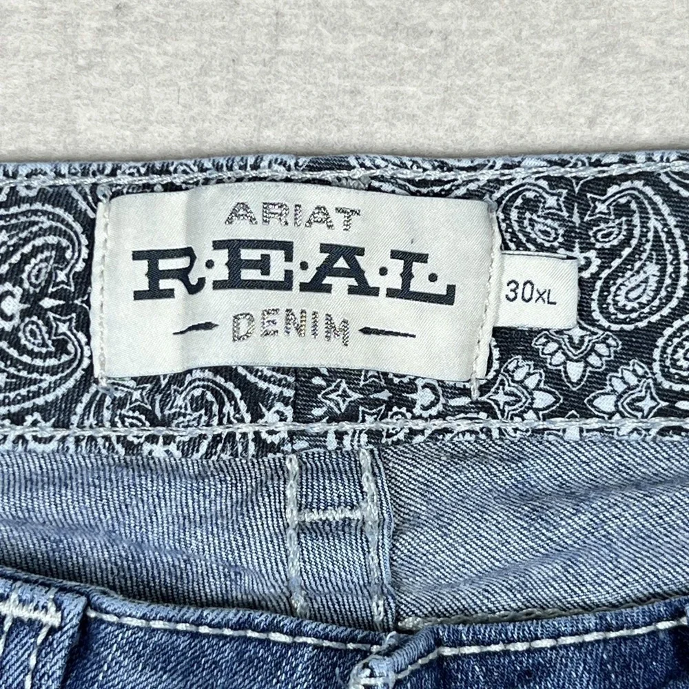Ariat R.E.A.L. Jeans Womens 30XL Blue Medium Wash Slim Straight Stretch Denim - Picture 4 of 13